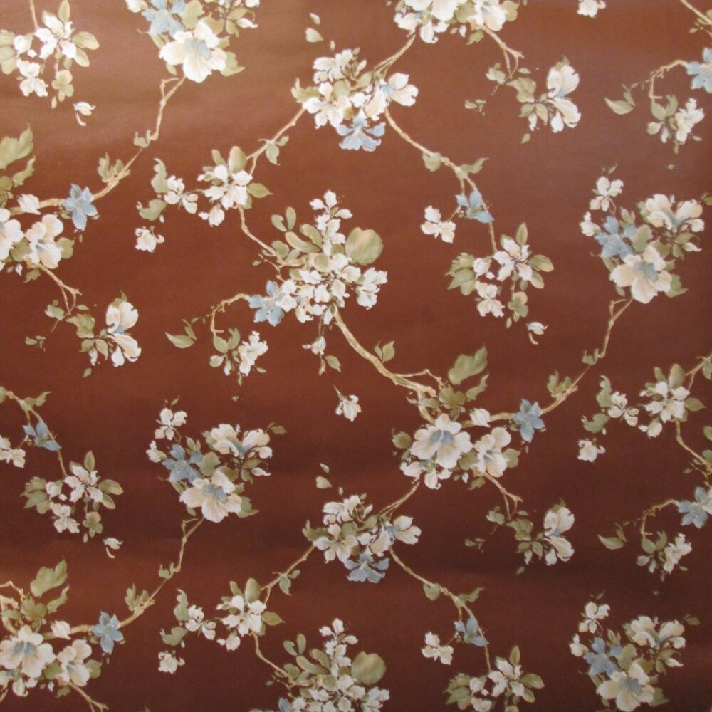 Vintage 1980s Brown Floral Wallpaper